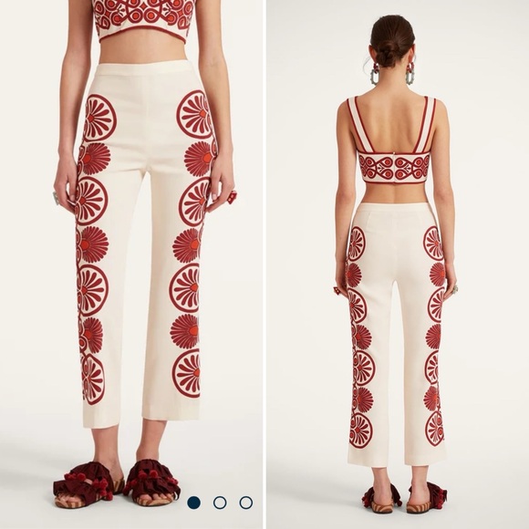 La DoubleJ Medallion Placée Stretch Pants Cream Envers Satin Sz L NWT - Picture 2 of 12